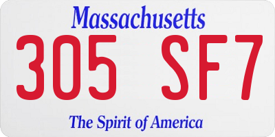 MA license plate 305SF7