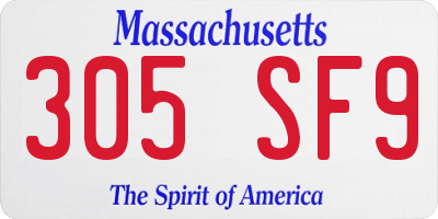 MA license plate 305SF9
