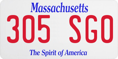 MA license plate 305SG0