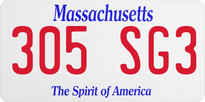 MA license plate 305SG3