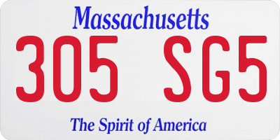 MA license plate 305SG5
