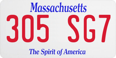 MA license plate 305SG7