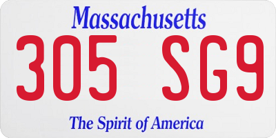 MA license plate 305SG9