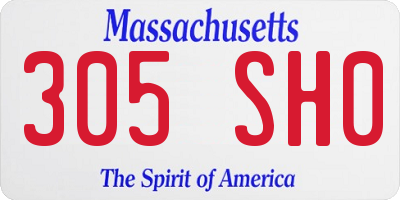 MA license plate 305SH0