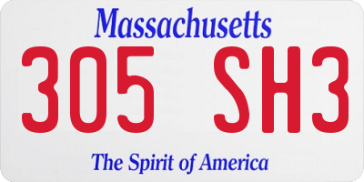 MA license plate 305SH3