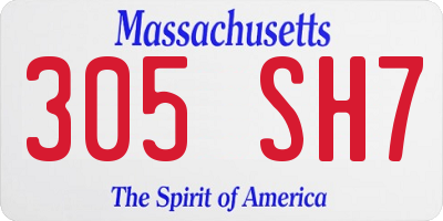 MA license plate 305SH7