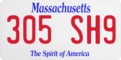MA license plate 305SH9