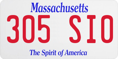 MA license plate 305SI0