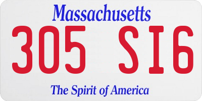 MA license plate 305SI6