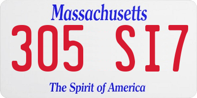 MA license plate 305SI7