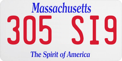 MA license plate 305SI9
