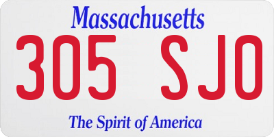 MA license plate 305SJ0