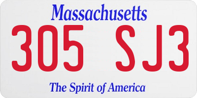 MA license plate 305SJ3