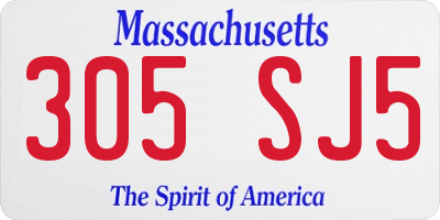 MA license plate 305SJ5