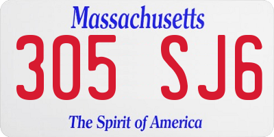 MA license plate 305SJ6