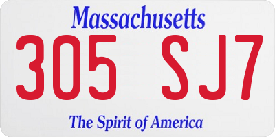 MA license plate 305SJ7