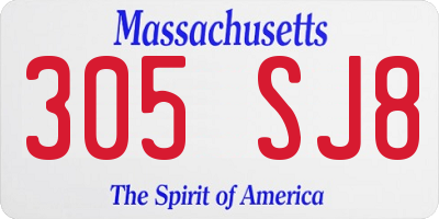 MA license plate 305SJ8