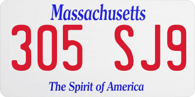 MA license plate 305SJ9