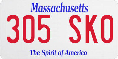 MA license plate 305SK0