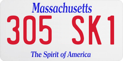 MA license plate 305SK1
