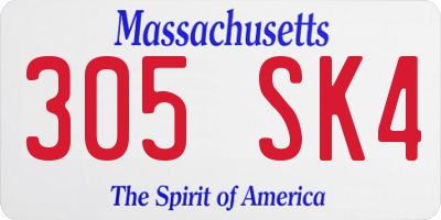 MA license plate 305SK4