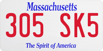 MA license plate 305SK5