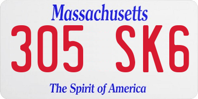 MA license plate 305SK6