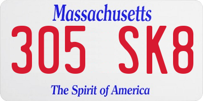 MA license plate 305SK8