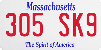 MA license plate 305SK9