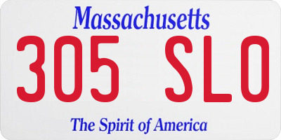 MA license plate 305SL0
