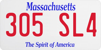 MA license plate 305SL4