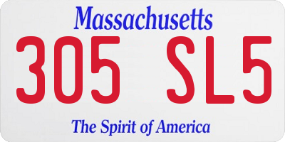MA license plate 305SL5
