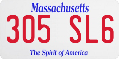 MA license plate 305SL6