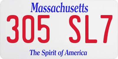 MA license plate 305SL7