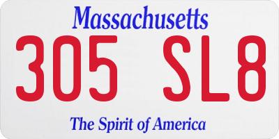 MA license plate 305SL8