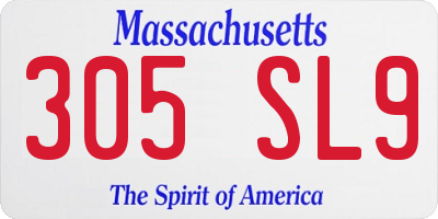 MA license plate 305SL9