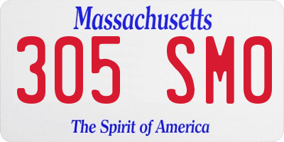MA license plate 305SM0