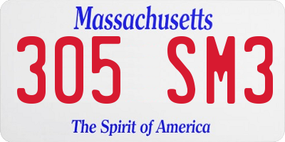 MA license plate 305SM3