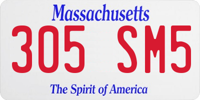 MA license plate 305SM5