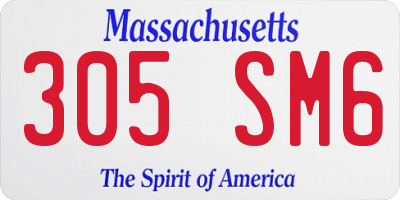 MA license plate 305SM6