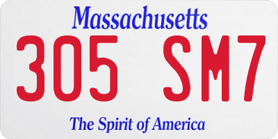 MA license plate 305SM7
