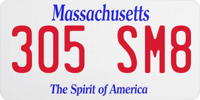 MA license plate 305SM8