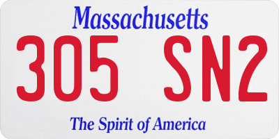 MA license plate 305SN2