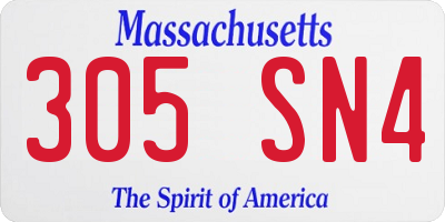 MA license plate 305SN4