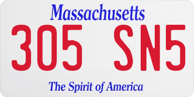 MA license plate 305SN5