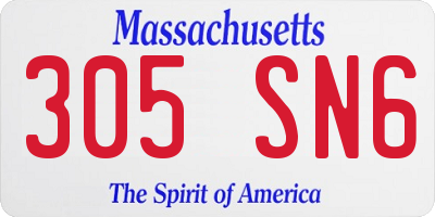 MA license plate 305SN6