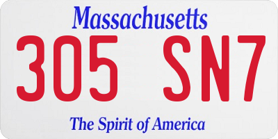 MA license plate 305SN7