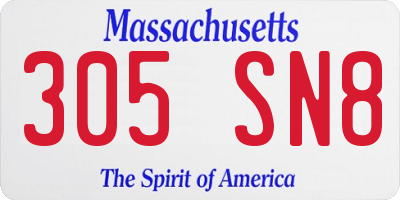 MA license plate 305SN8