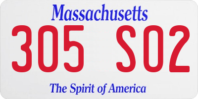 MA license plate 305SO2