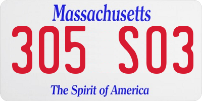 MA license plate 305SO3